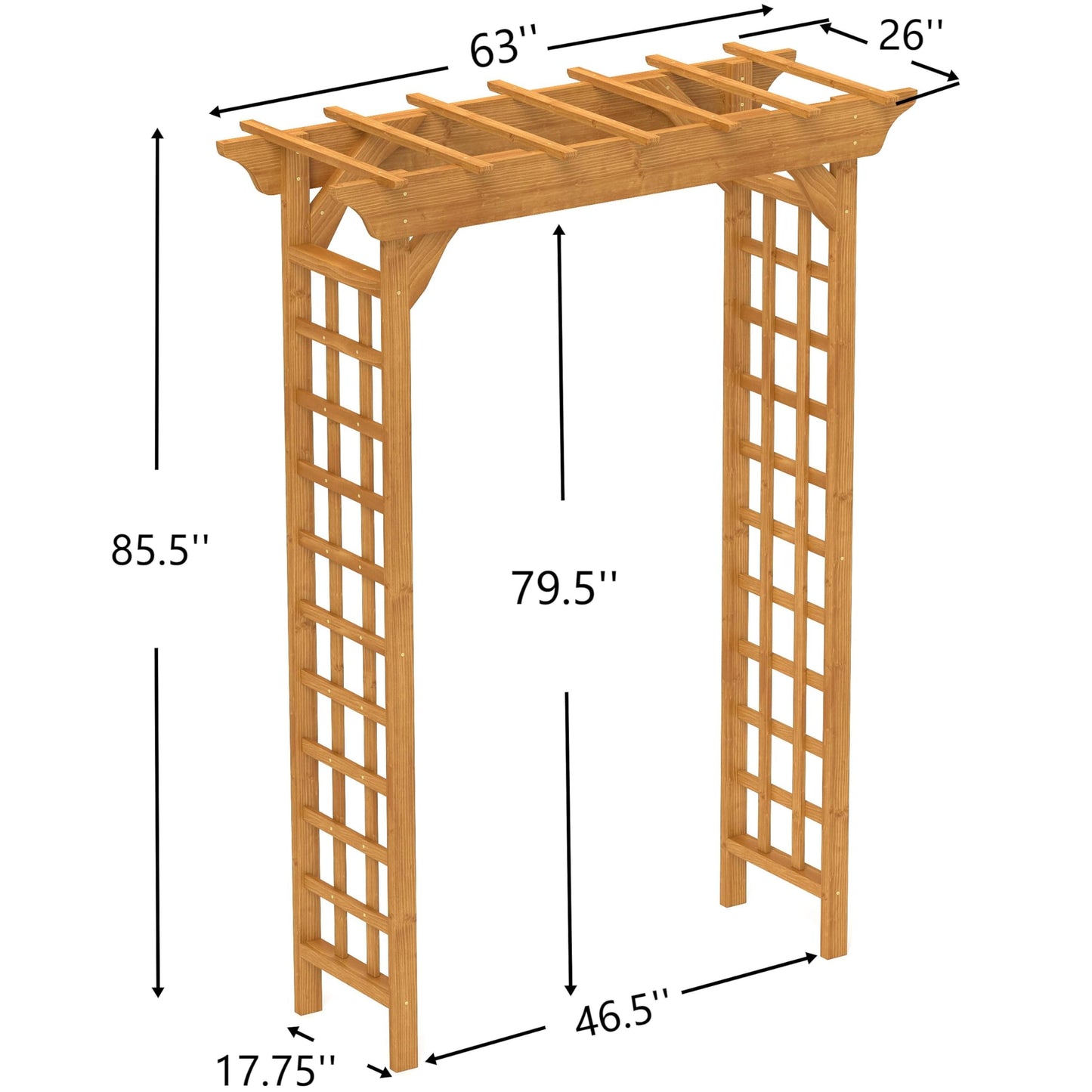 BIGTO Wooden Arbor 63" x 26" x 85", Wood Wedding Trellis for Plant Climbing, Outdoor Decor Pergola