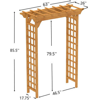BIGTO Wooden Arbor 63" x 26" x 85", Wood Wedding Trellis for Plant Climbing, Outdoor Decor Pergola