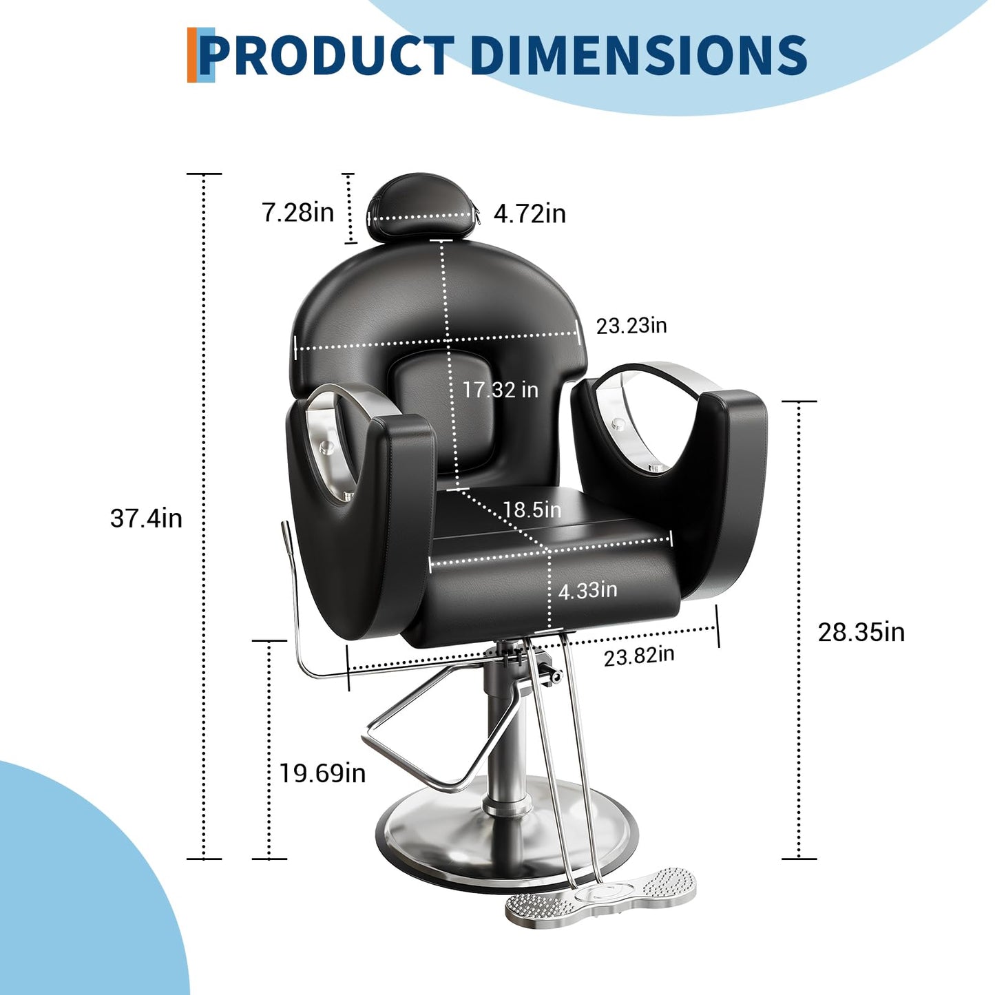 GAOMON Reclining Salon Barber Chair, 360 Swivel Styling Braiding Hairdresser Chair Hair Salon Chair with Heavy Duty Hydraulic Pump for Hair Stylist Home Barbershop, Black & Silver