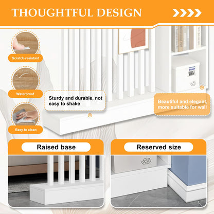 Wall Room Divider, Freestanding Wood Room Divider Shelf with Shelves, Divider Screen Separator Screen with Storage, Wall Divider for Room Separation, for Home Office Decorative(White,39.4IN)