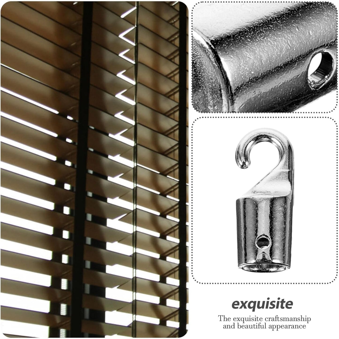Angoily 4Pcs Metal Blind Wand Hook Tip Replacement Hardware for Vertical Blinds, Tilt Wand Tip Repair Accessory