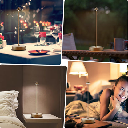 YIBEN 2Pack Rechargeable Cordless Table Lamp, Portable Powered LED Battery 6000mAh Metal USB Desk Lamp, 3 Levels Brightness Light for Restaurants Outdoor (2pack Titanium)