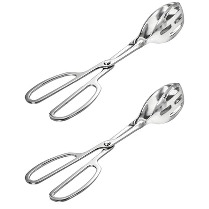 KBBYT Kitchen Tongs for Cooking for Buffet Party Catering - Stainless Steel Salad Tongs for Food Bread Cake Bake Dessert, 10-Inch Serving Tongs for Grill, Steak, Barbecue, Scissor Design (2 Pack)