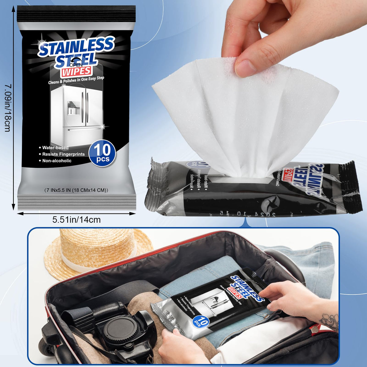 Heigble 6 Pack 60 Count Stainless Steel Cleaner Wipes Stainless Steel Polish Wipes Clean and Polish Appliances for Household Appliances Including Oven Refrigerator Dishwasher Microwave and Grill