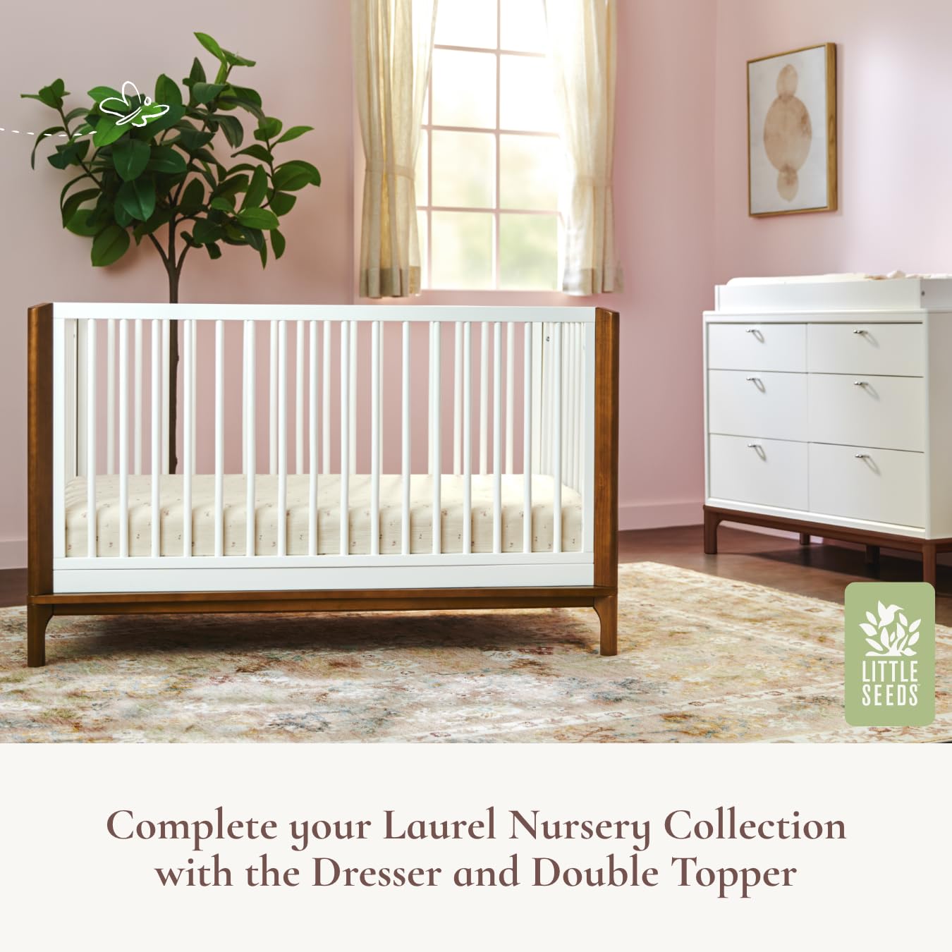 Little Seeds Laurel 4-in-1 Convertible Crib, Black/Chestnut