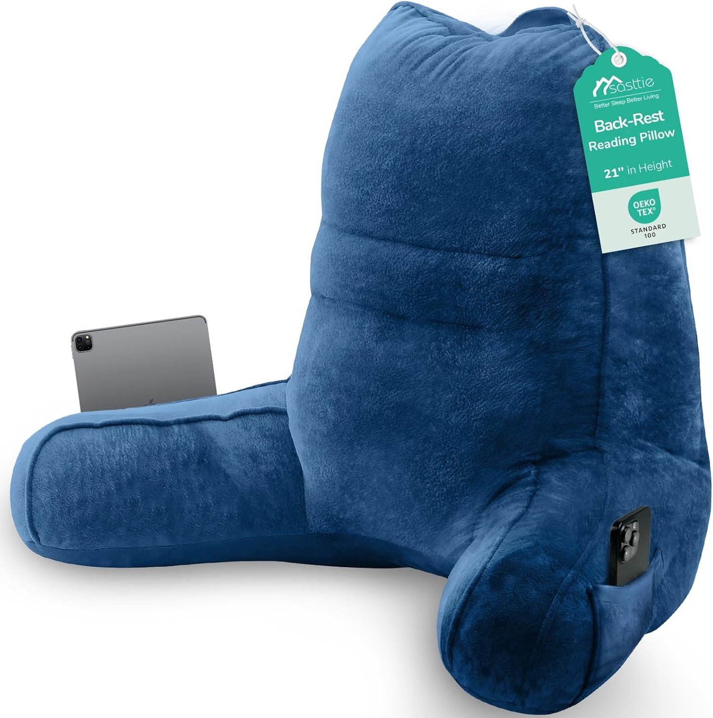 21-Inch, Sasttie Reading Pillow, Pillows for Reading or Relaxing Ergonomic Support for Head, Neck, Back, and Lumbar