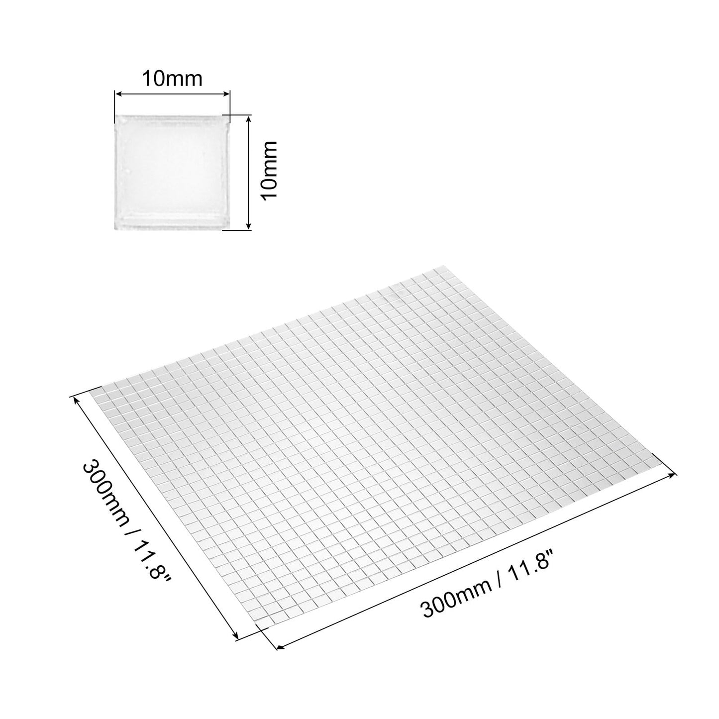 uxcell 4500pcs Self Adhesive Mirrors Mosaic Tiles, 10 x 10 mm Mini Square Acrylic Disco Ball Tiles Sticker for DIY Disco Ball Craft Decorations Making, Silver