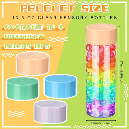 16 Purple,13.5 oz) Hoolerry Pcs Empty Plastic Sensory Bottles with Lids Reusable Clear Plastic Sensory Water Bottles