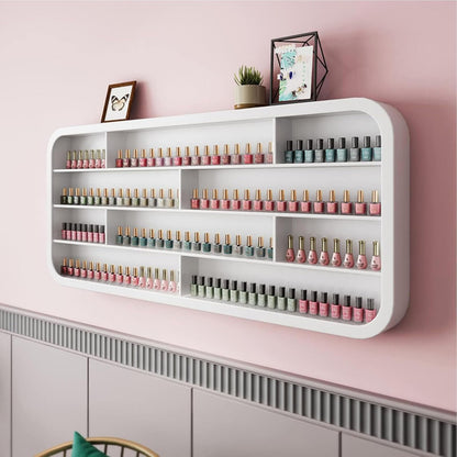 Wall-Mounted Wooden Nail Polish Display Rack, Nail Polish Bottle Storage Display Rack,Perfume Wall Shelf Essential Oil Organizers,for Nail Salon Shop/Retail Shop,1m