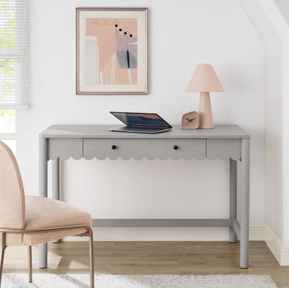 Modway Emmeline Scallop Desk in Light Gray
