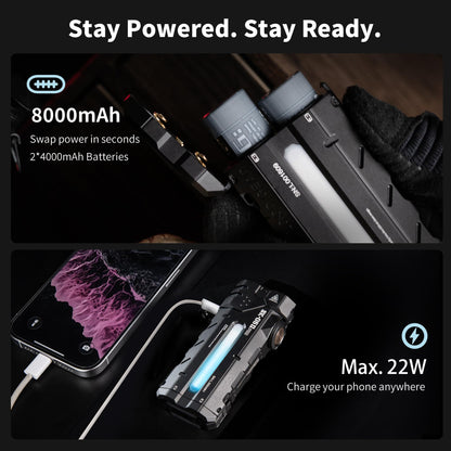 LOOP GEAR Powerful + Fun EDC Flashlight Bundle SK05 Pro 2 (5000LM Rechargeable Flat Flashlight, Dual 4000mAh, IP68, Magnetic, High-CRI & RGB Sidelight) + LOOPDOT Pocket RGB Light with Interactive Gam
