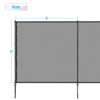 Patio 6' x 12' Outdoor Privacy Screen Freestanding Temporary Fence Panels Net Cover with Metal Poles for Outside Backyard Pool Garden Air Conditioner Fencing, Light Gray