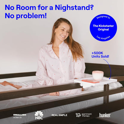 BedShelfie Bedside Shelf for Dorm Room Bunk Bed & Top Bunk, College Dorm Room Essentials, Bedside Caddy, Clip on