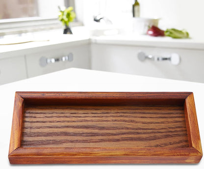 Wooden Serving Tray, Rectangle Wooden Tea Tray for Fruit, Snack, Candy, Coffee Table Organizer