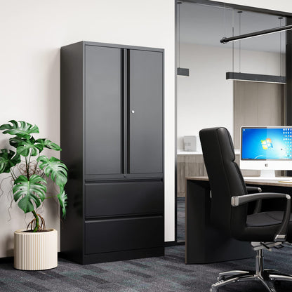Fesbos Metal Cabinets with Lockable Drawers and Doors Lateral File Cabinets Steel Filing Lockers Book Case for Home Office Hanging Files Letter/Legal/F4/A4 Size