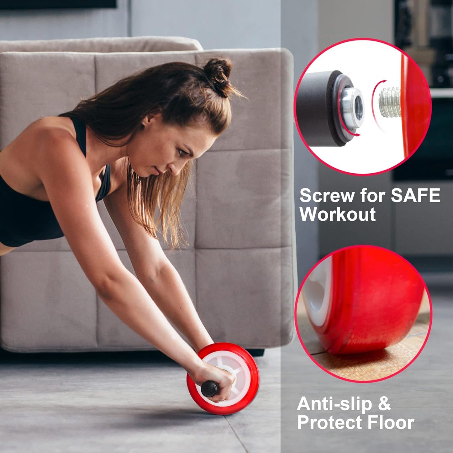Ab Roller Wheel, Core Exercise Equipment - 880 lbs Weight Capacity, No Noise Ab Wheel for Home Gym Workout