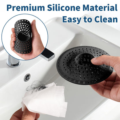 Bathtub Drain Hair Catcher,Tub Shower Drain Hair Trap/Strainer,3PCS Silicone Collapsible Tub Hair Catcher Drain Protector Designed for 1.47" to 1.75'' Regular Drains(Dark Gray)