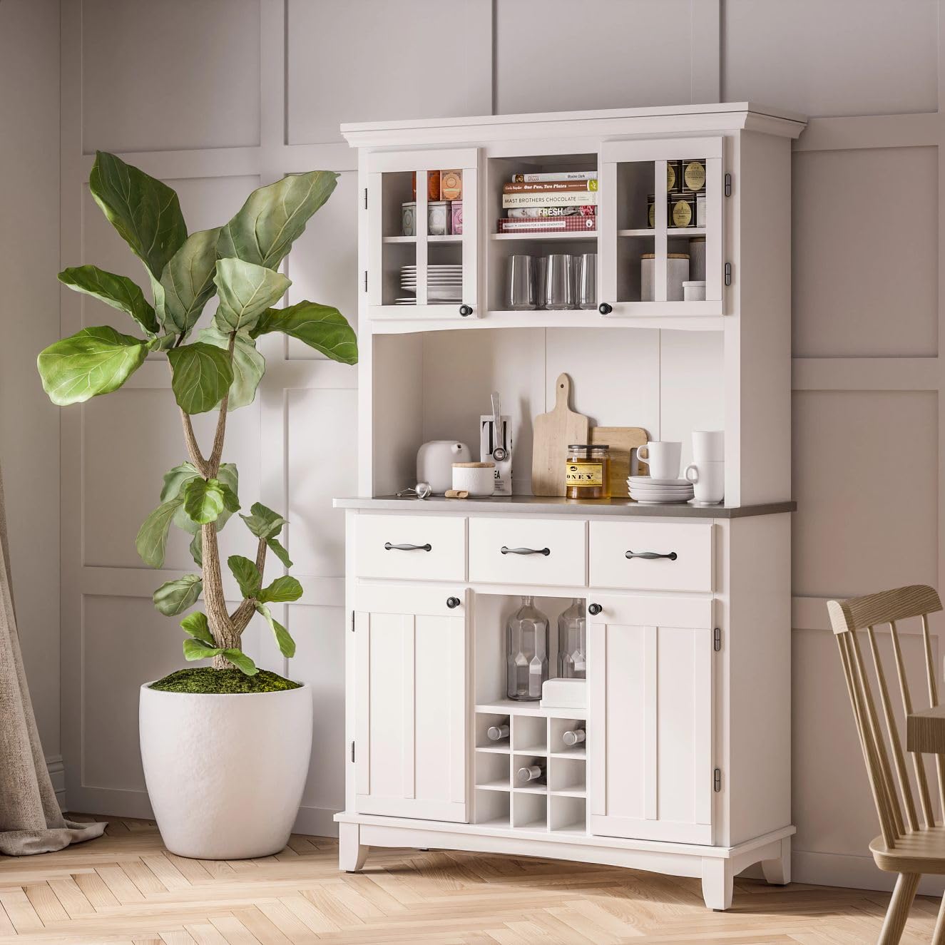 homestyles Server sideboards-buffets-credenzas, Hutch, Off White