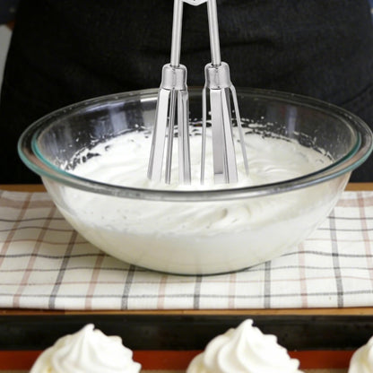 Dual Rotary Hand Egg Beater, Stainless Steel Rotary Hand Whisk Non-Electric Kitchen Whisk Tool for Baking Cooking Cream & Batter