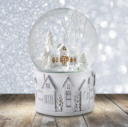 San Francisco Music Box Company - 100MM White Christmas Scene Snow Globe | Perfect Holiday Decor