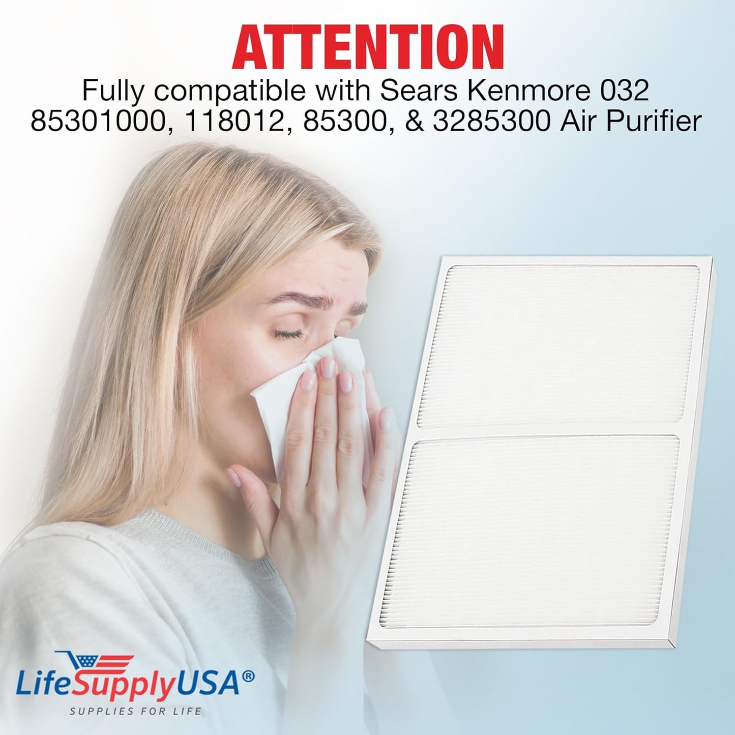 True HEPA Air Cleaner Filter Replacement 85301, Compatible with Sears Kenmore Air Cleaners 032, 85301000, 118012