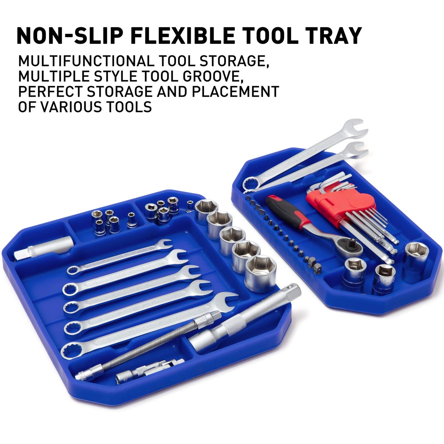 Aocoom 3pcs Large Non-Slip Flexible Silicone Tool Tray, Mechanic Tool Mat, Tool Organizer, Tool Storage, Tool Holder, Grip Mats, No Magnets, Christmas Day Gift for Men, Father’s Day Gift