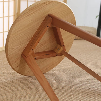 MHJKHG Round Coffee Table Living Room Wooden Coffee Table Balcony Small Table Small Dining Table Children's Game Table，Wood Color 50cm