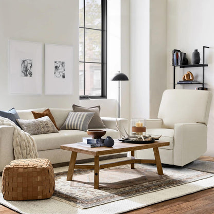Harkawon Swivel Rocker Recliner Chair, Glider Rocker Recliner, Rocking Chair Nursery, Fabric Chair with High Back, Deep Seat, for Living Room, Bedroom, Beige