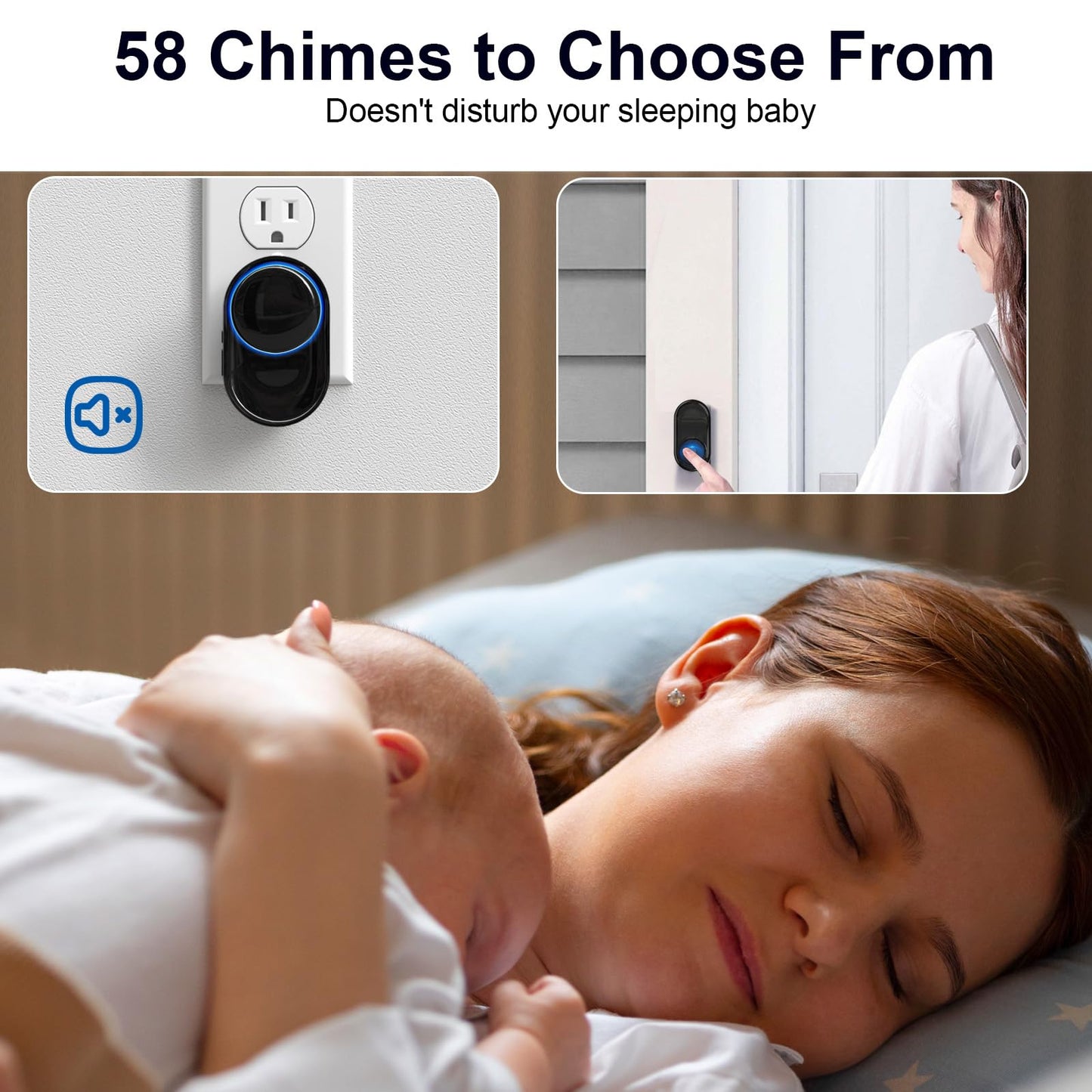 Wireless Doorbell - PHYSEN Waterproof Doorbell Chime Kits 2 receivers - Operating at 1300 ft Range - 58 Melodies 5 Volume Levels & LED Flash - Door Bells & Chimes Wireless for Home Classroom
