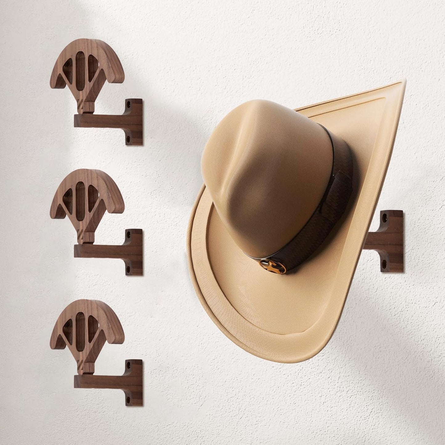 ZUHSAN Cowboy Hat Rack for Wall Walnut Hat Hooks Cowboy Hat Holder Wooden Decor Rustic Hat Hanger for Storage Closet Bedroom Living Room Rust Western and Unique Gifts ASIN (2)