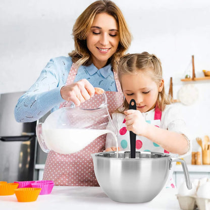 3PCS Double Boiler Pot Set, 2500ML/2.3QT Mixing Bowl with Scale 4000ML/ 3.6QT Stainless Steel Heating Pot with Silicone Spatula for Cheese Chocolate Candy Candle Soap Wax Melting (2500ml+4000ml)