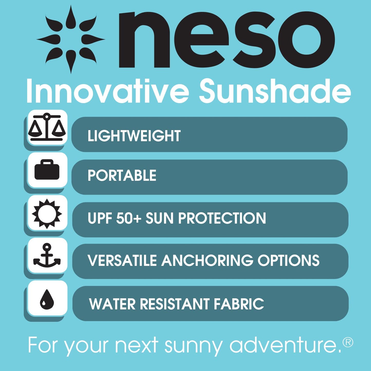 Neso Tents Beach Tent with Sand Anchor, Portable Canopy Sunshade - 7' x 7' - Patented Reinforced Corners (Rainbow)