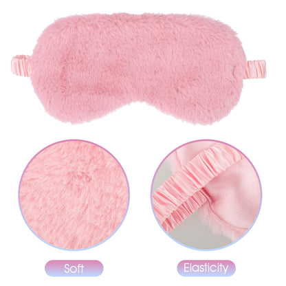 2 Pack Plush Sleeping Eye Mask Soft Plush Eye Mask Fuffy Eye Cover Comfortable Sleep Mask Blindfold Rainbow Faux Fur Eye Shade for Women, Men and Kids Travel Nap Sleeping 565488_2_3pL1H9vJ3