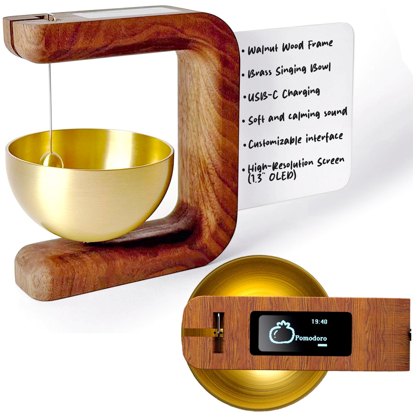Pro Timer P2 - Elegant Wooden Pomodoro Timer - an Original Productivity Tool with Magnetic Memo Board – High-End Quality Desk Device for Focus, Meditation & Productivity - Ideal for Work & Study