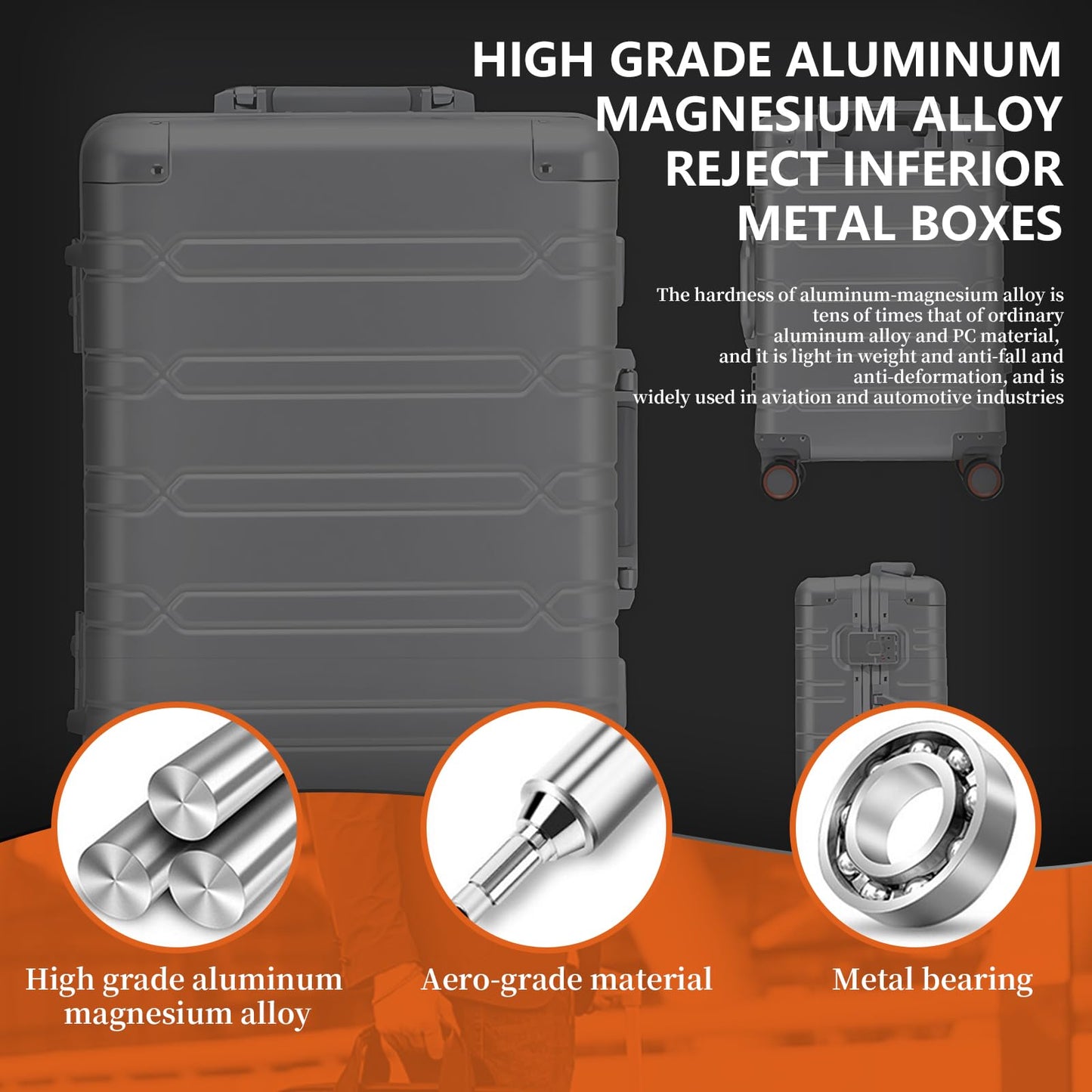 WEICHEN 29 Inch Aluminum Checked Luggage, Zipperless Checked Luggage, Large Aluminum Suitcase with 360 Spinner Wheels, All Aluminum Luggage 29 Inch, Heavy Duty Luggage, Metal Suitcase, Silver