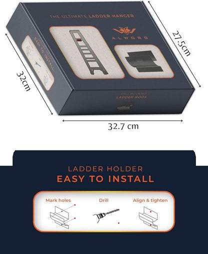 Heavy Duty Ladder Hook by Ladder Hook | Black Wall Brackets for Garage Storage & Organization