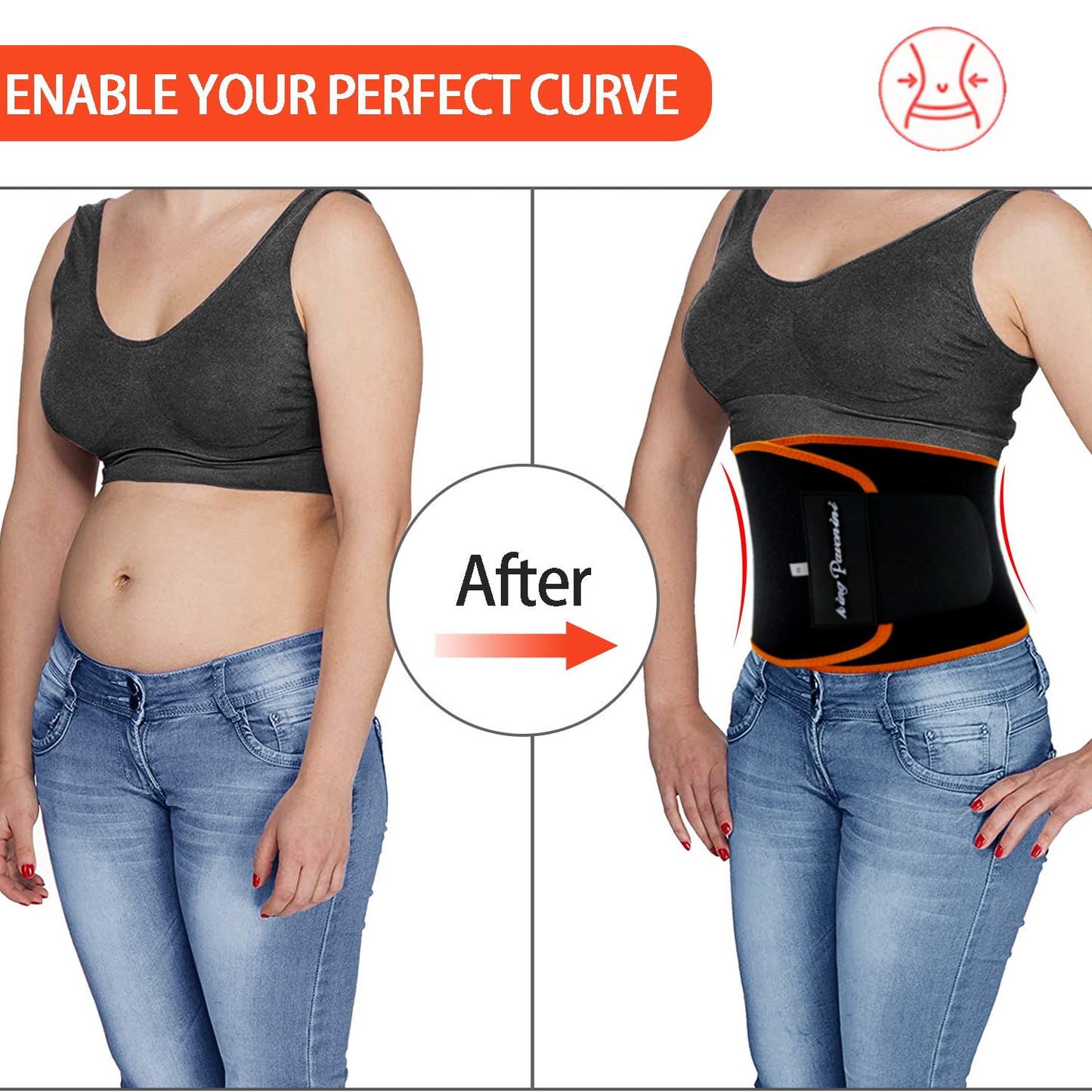 KingPavonini Waist Trainer for Men Women & Waist Trimmer Sweat Belt Stomach Wrap for Working Out Black