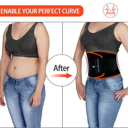 KingPavonini Waist Trainer for Men Women & Waist Trimmer Sweat Belt Stomach Wrap for Working Out Black