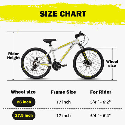 WEIZE Mountain Bike, 26/27.5-Inch Adult Bike, 21-Speed Rear Disc Brake, Lightweight Aluminum Frame for Men and Women, Comfort Saddle for Outdoor Trail Riding,White