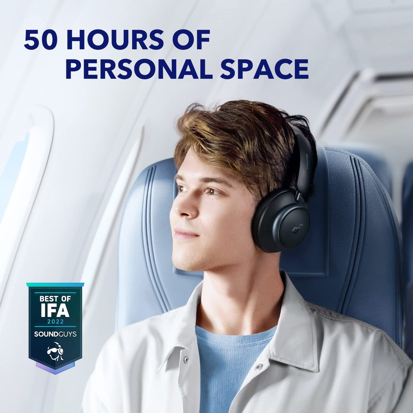 Soundcore by Anker Space Q45 Adaptive Active Noise Cancelling Headphones, Reduce Noise by Up to 98%, 50H Playtime, App Control, LDAC Hi-Res Wireless Audio, Comfortable Fit, Clear Calls, Bluetooth 5.3