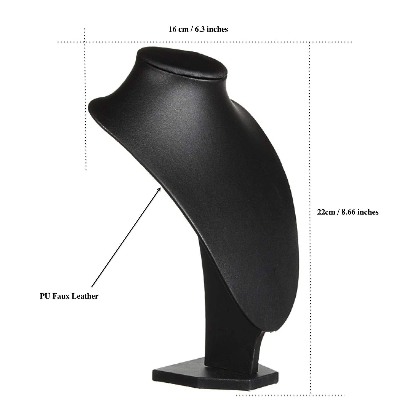 Comelyjewel Necklace Holder Stand Set of 2, Jewelry Bust Display Stand for Necklaces, Velvet Mannequin Jewelry Organizer for Women, Jewelry Display for Vendors, Vanity & Retail (Black Faux Leather)
