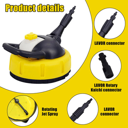Patio Cleaner Attachment for Karcher, Dia28cm Rotating High Pressure Washer with 47cm Long Handle, for K2-K7 High Pressure Surfaces Cleaner, Rotating Jets Cleaning Nozzle, for Paving, Yards (With pot)