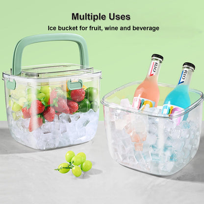 Siuper 4QTS Ice Cube Storage Bin with Sealed Lid for Freezer Clear Ice Bucket w/ Tong for Bar Hotel Refrigerator Containers for Home Beverage Cooler for Whiskey Wine Beers Party Outdoor 8.5*6.6*7.4in