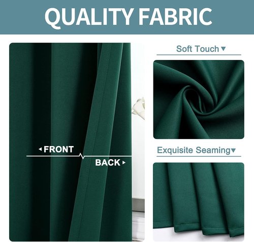 ChrisDowa Grommet Blackout Curtains - Thermal Insulated Room Darkening Panels (Forest Green, 52W x 95L)