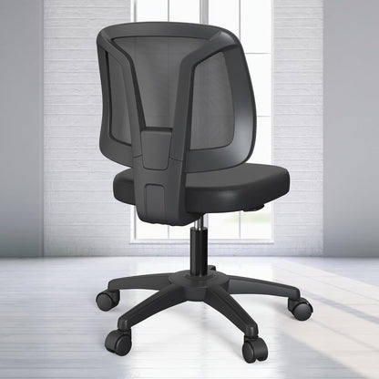 KIZECK Armless Office Desk Chair No Arms with Back Support Rolling Wheels for Home Study Work