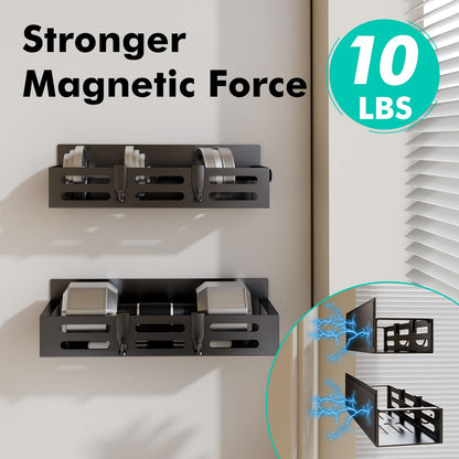 2 Pack Magnetic Spice Rack for Refrigerator, Black Magnetic Shelf and Fridge Kitchen Cabinet Organizers Storage Seasoning Organization Mini Shelves, Organizadores de Cocina