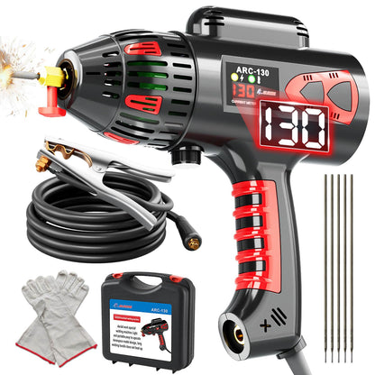 GZ GUOZHI Welding Machine Handheld, 110V 130Amp Portable ARC Welder Hand Held Welder Machine, Digital Display IGBT Inverter with Welding Tool Set and Toolbox
