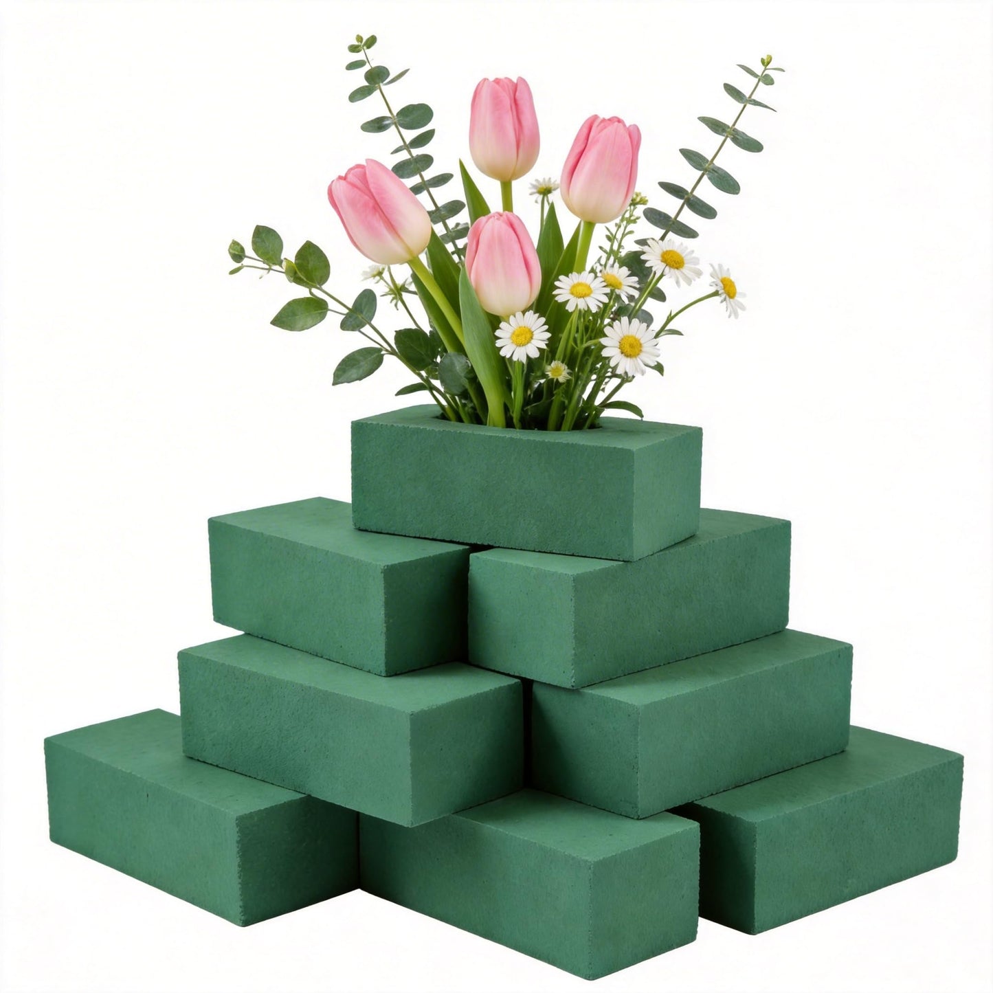 Joanolga 12 Packs Floral Foam Blocks, (7.8” L x 3.5” W x 2.4” H), Dry and Wet Green Flower Foam Block for Fresh & Artificial Flowers, Arrangements, Wedding, Birthdays, Garden Decorations