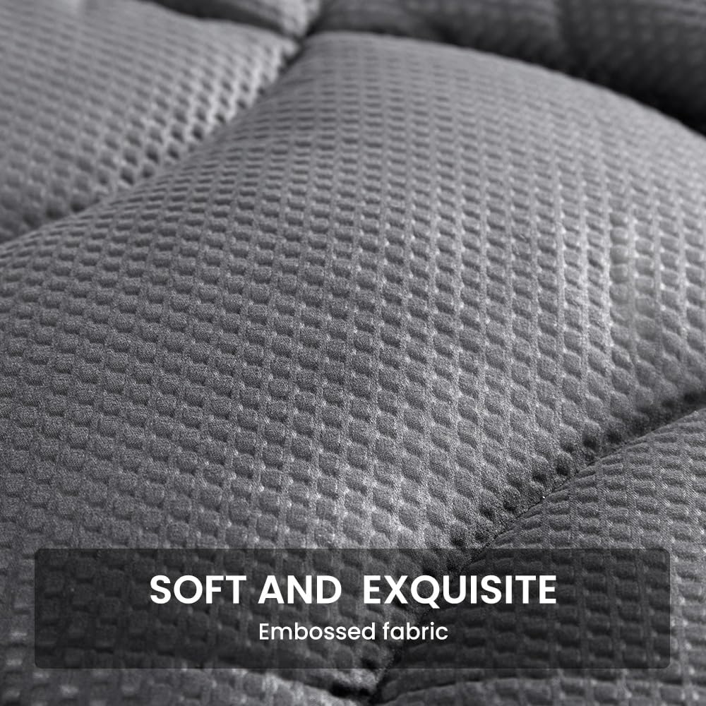 SLEEP ZONE Full Size Cooling Mattress Topper, Premium Zoned Cool Mattress Pad Cover (Grey, Full)