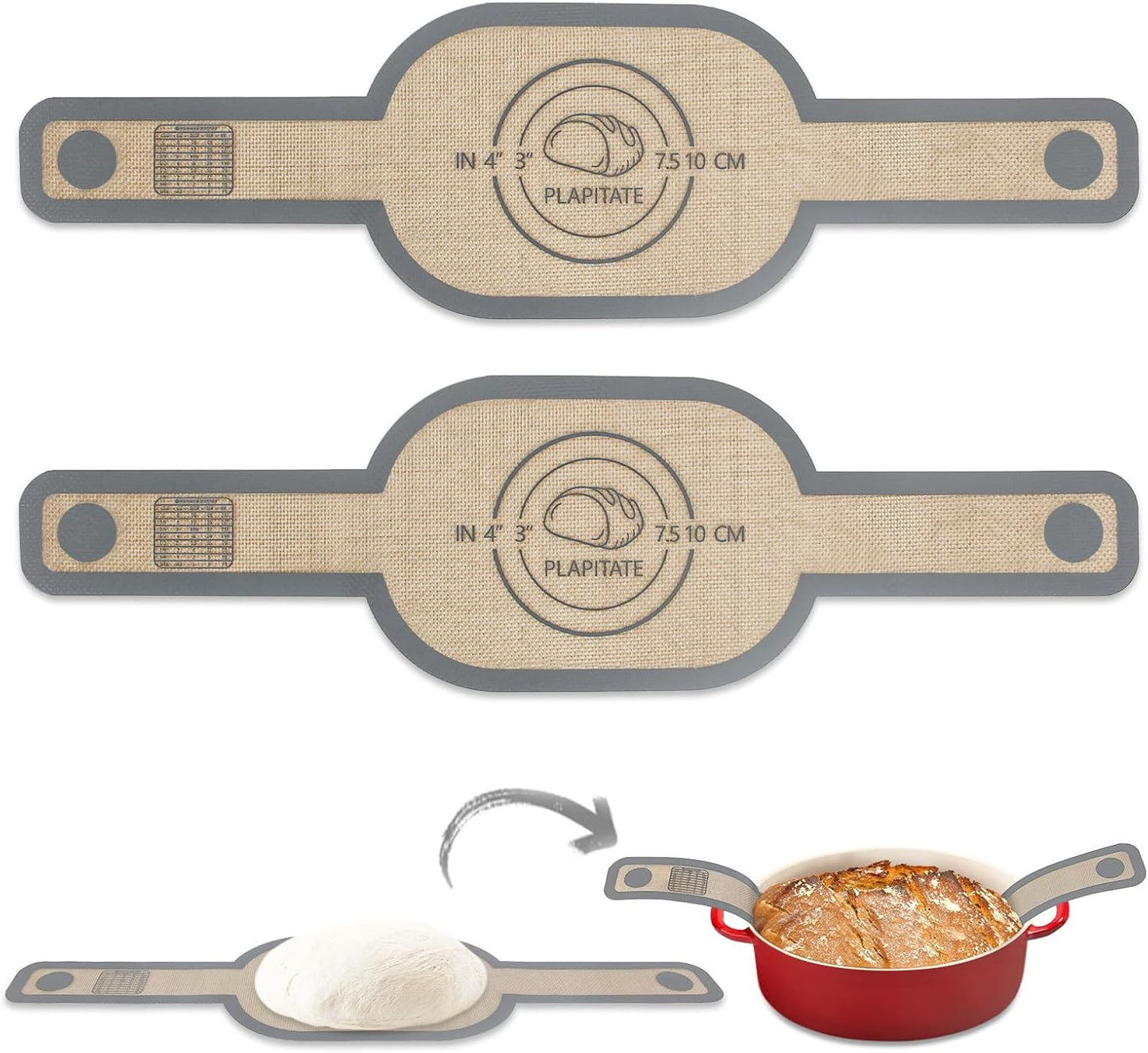 Silicone Bread Sling Dutch Oven Liner, Non-Stick Reusable Baking Mat with Long Handles